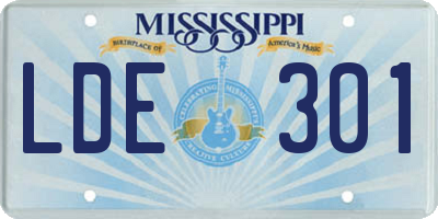 MS license plate LDE301