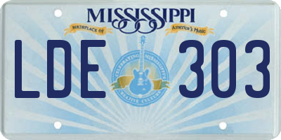 MS license plate LDE303