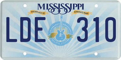 MS license plate LDE310