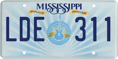 MS license plate LDE311
