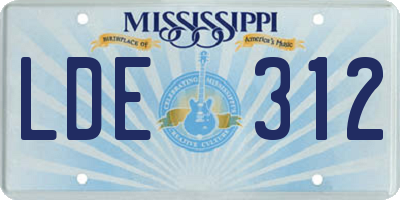 MS license plate LDE312