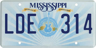 MS license plate LDE314
