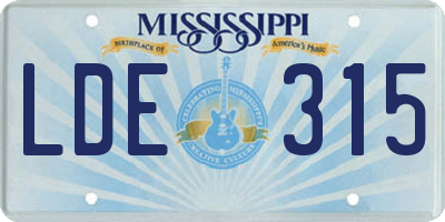 MS license plate LDE315