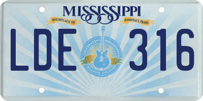 MS license plate LDE316