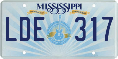 MS license plate LDE317