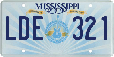MS license plate LDE321