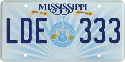 MS license plate LDE333