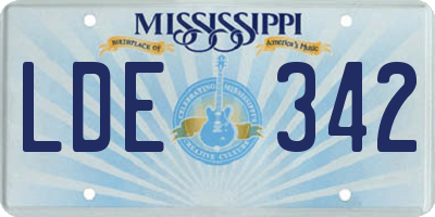 MS license plate LDE342