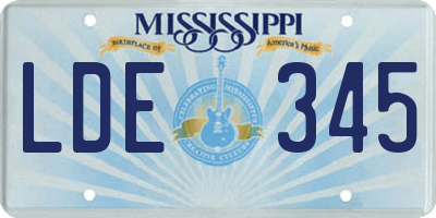 MS license plate LDE345