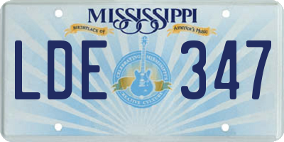 MS license plate LDE347