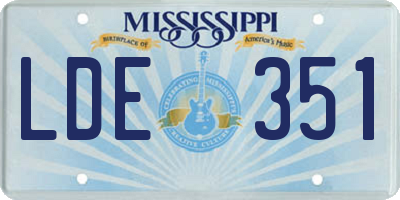 MS license plate LDE351