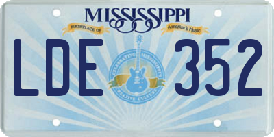 MS license plate LDE352
