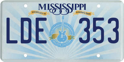 MS license plate LDE353