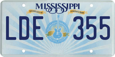 MS license plate LDE355