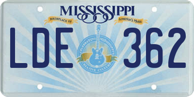 MS license plate LDE362
