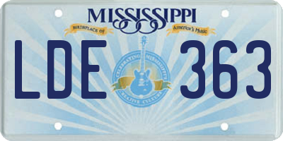 MS license plate LDE363