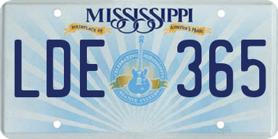 MS license plate LDE365