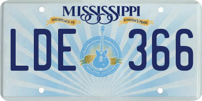 MS license plate LDE366