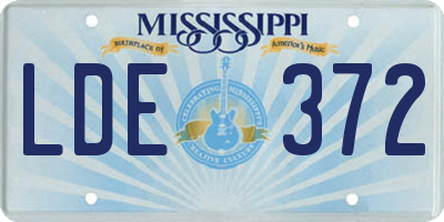 MS license plate LDE372