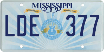 MS license plate LDE377