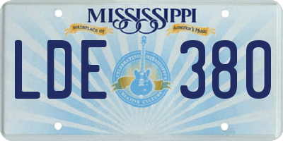 MS license plate LDE380