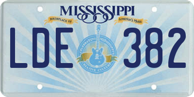 MS license plate LDE382