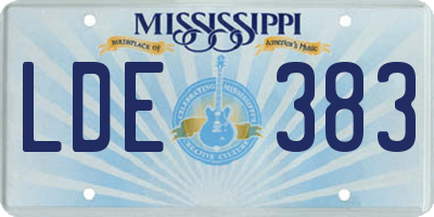 MS license plate LDE383