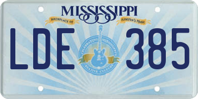 MS license plate LDE385