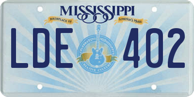 MS license plate LDE402