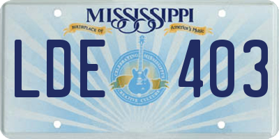 MS license plate LDE403