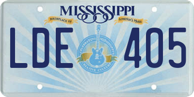 MS license plate LDE405