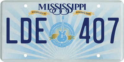 MS license plate LDE407