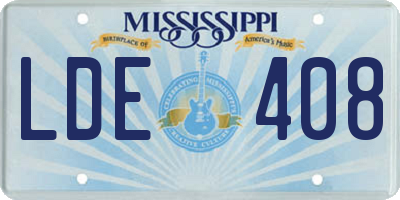 MS license plate LDE408