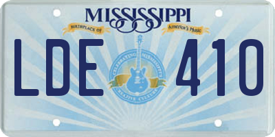 MS license plate LDE410