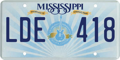 MS license plate LDE418