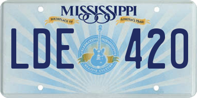 MS license plate LDE420