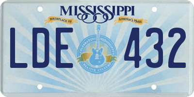 MS license plate LDE432