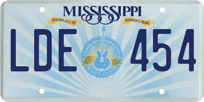 MS license plate LDE454