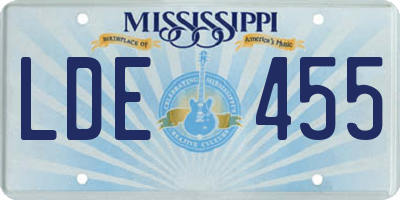 MS license plate LDE455