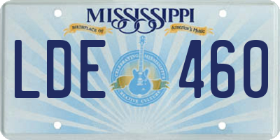 MS license plate LDE460