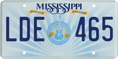 MS license plate LDE465