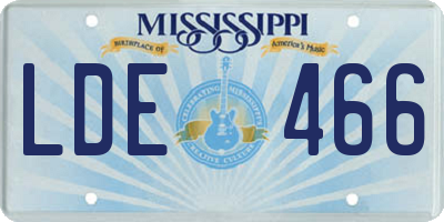 MS license plate LDE466
