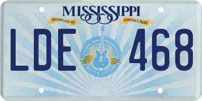 MS license plate LDE468