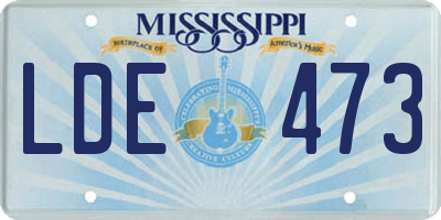 MS license plate LDE473
