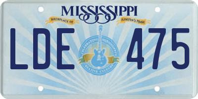 MS license plate LDE475
