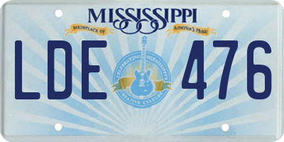 MS license plate LDE476