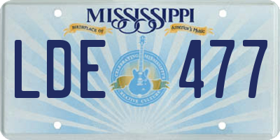 MS license plate LDE477