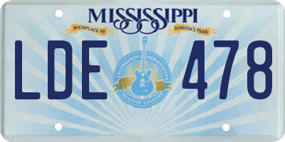 MS license plate LDE478