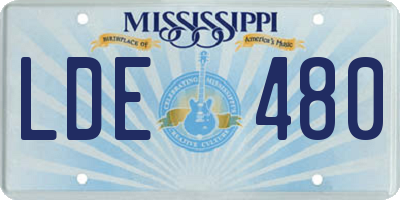 MS license plate LDE480