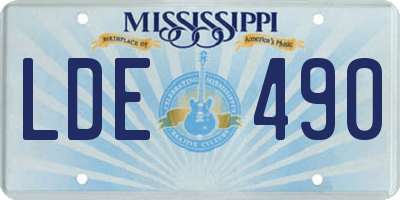 MS license plate LDE490